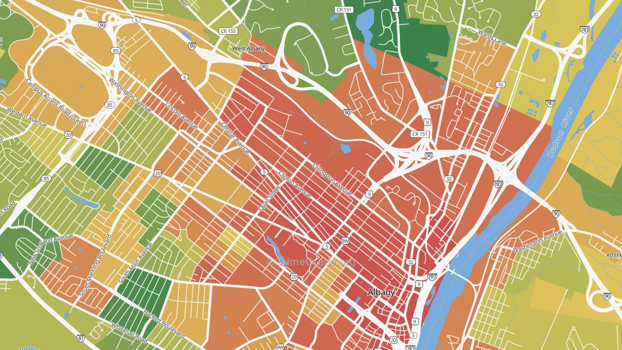 West Hill, Albany, NY Map of Assault Rates