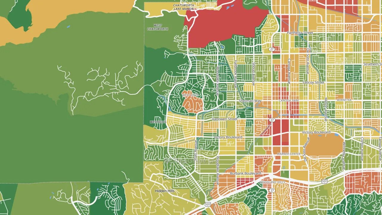 West Hills, CA Map of Assault Rates