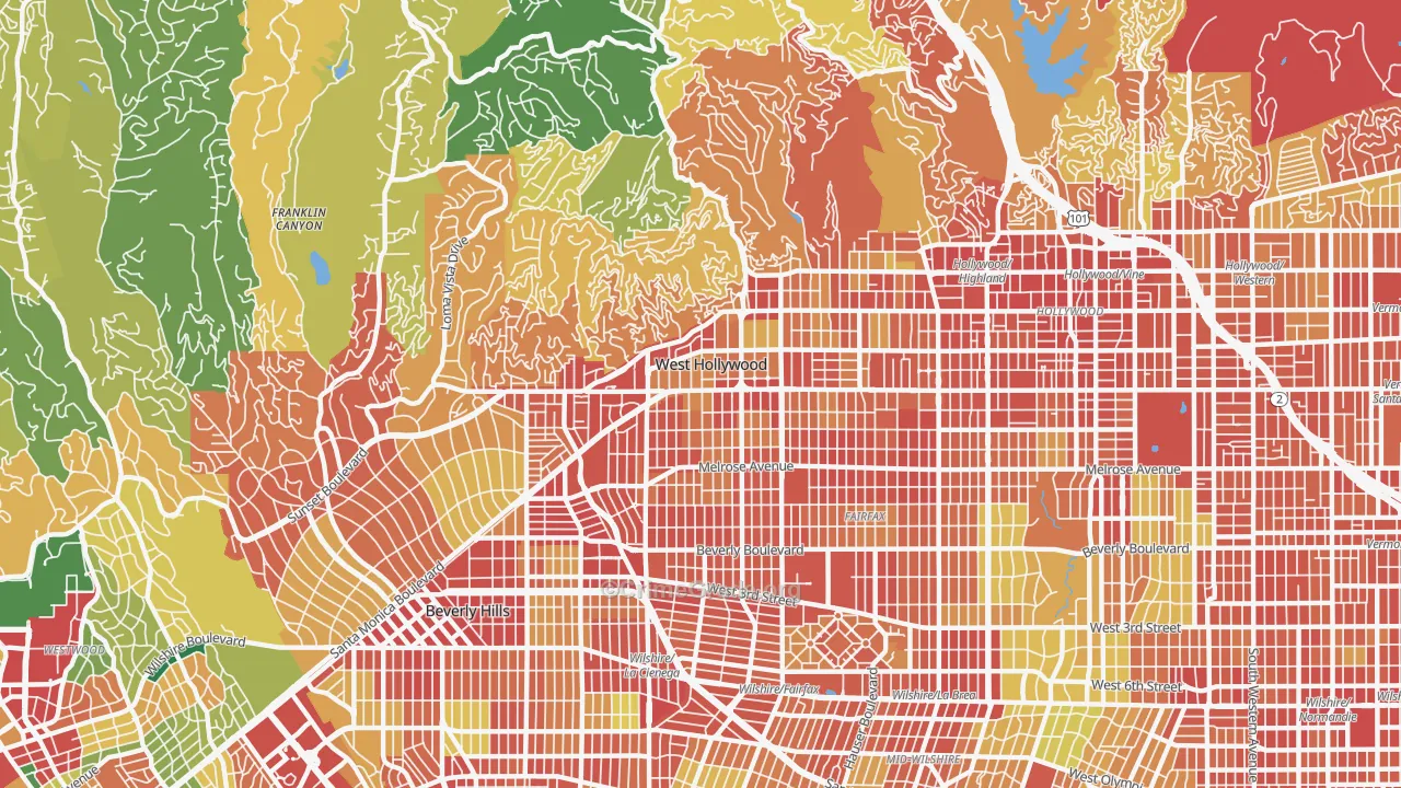 West Hollywood, CA Map of Assault Rates