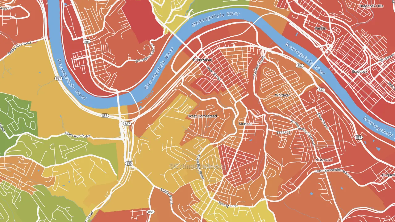 West Homestead, PA Map of Assault Rates