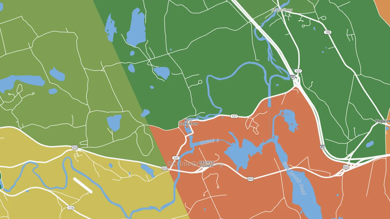 West Hopkinton, NH Map of Assault Rates