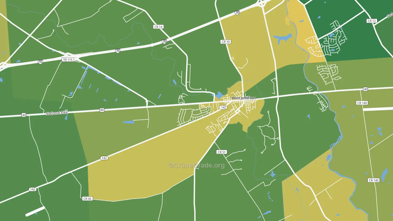 West Jefferson, OH Map of Assault Rates