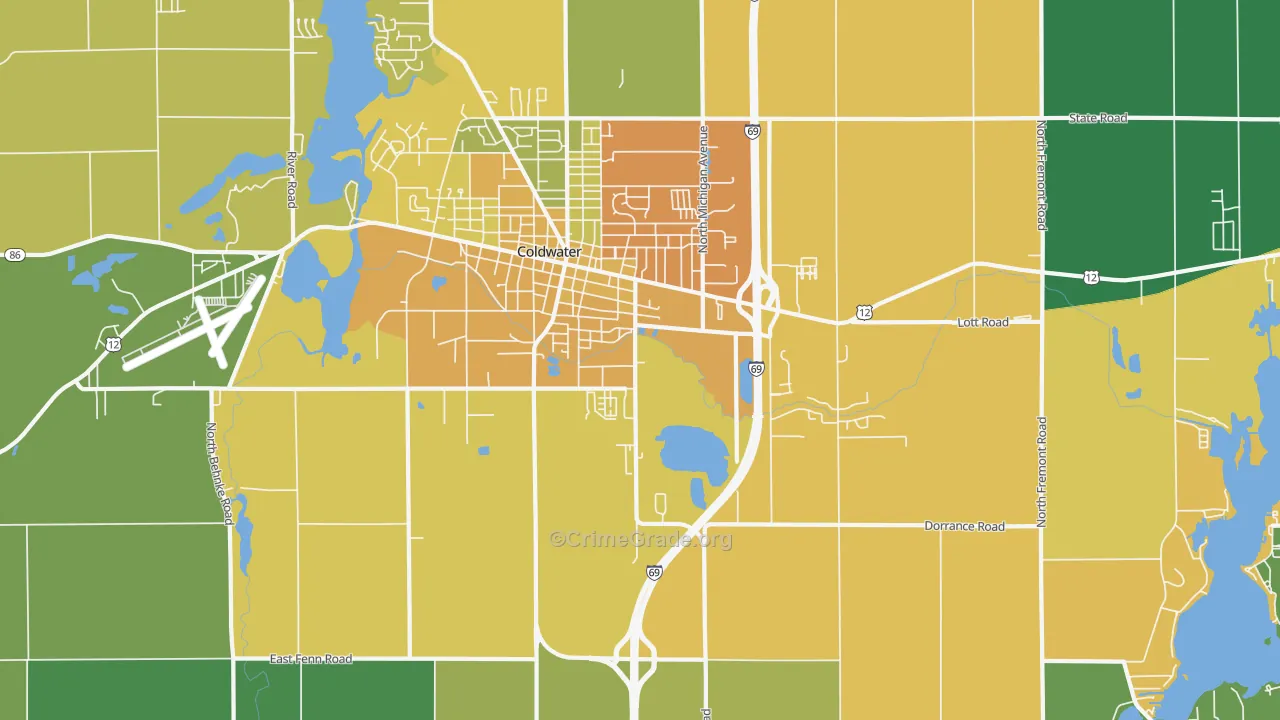 West Kinderhook, MI Map of Assault Rates