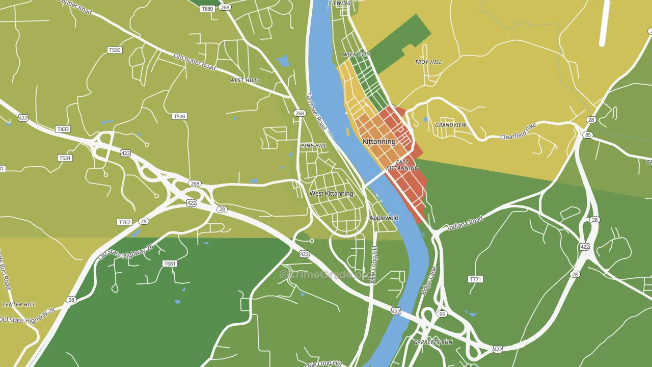 West Kittanning, PA Map of Assault Rates