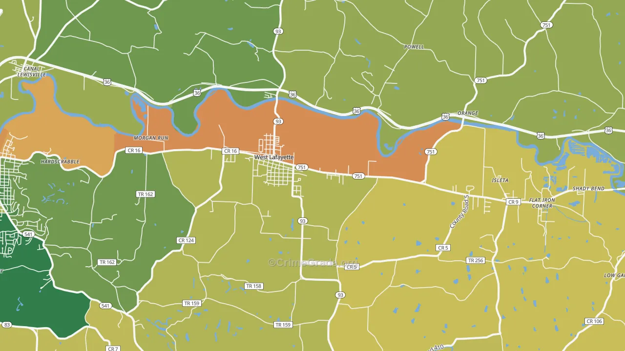 West Lafayette, OH Map of Assault Rates