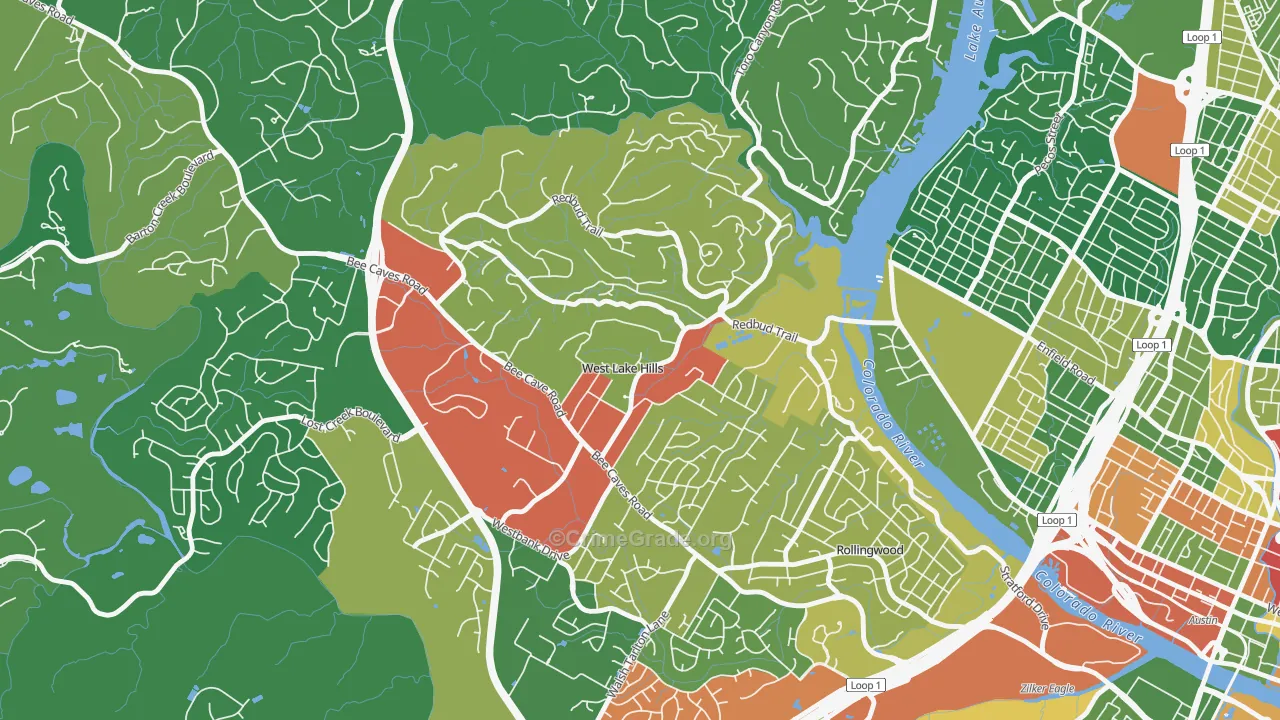 West Lake Hills, TX Map of Assault Rates