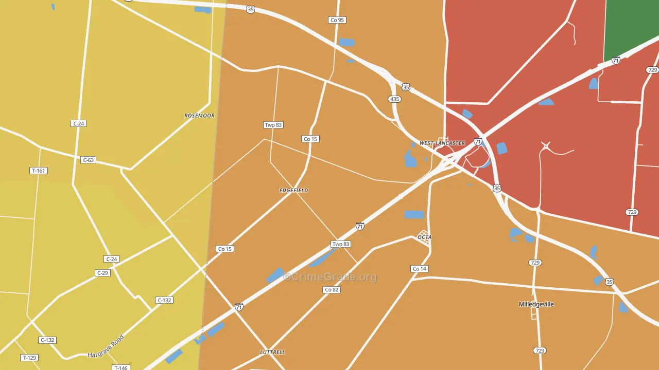 West Lancaster, OH Map of Assault Rates