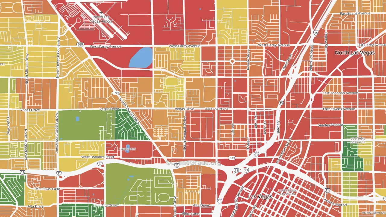 West Las Vegas, Las Vegas, NV Map of Assault Rates