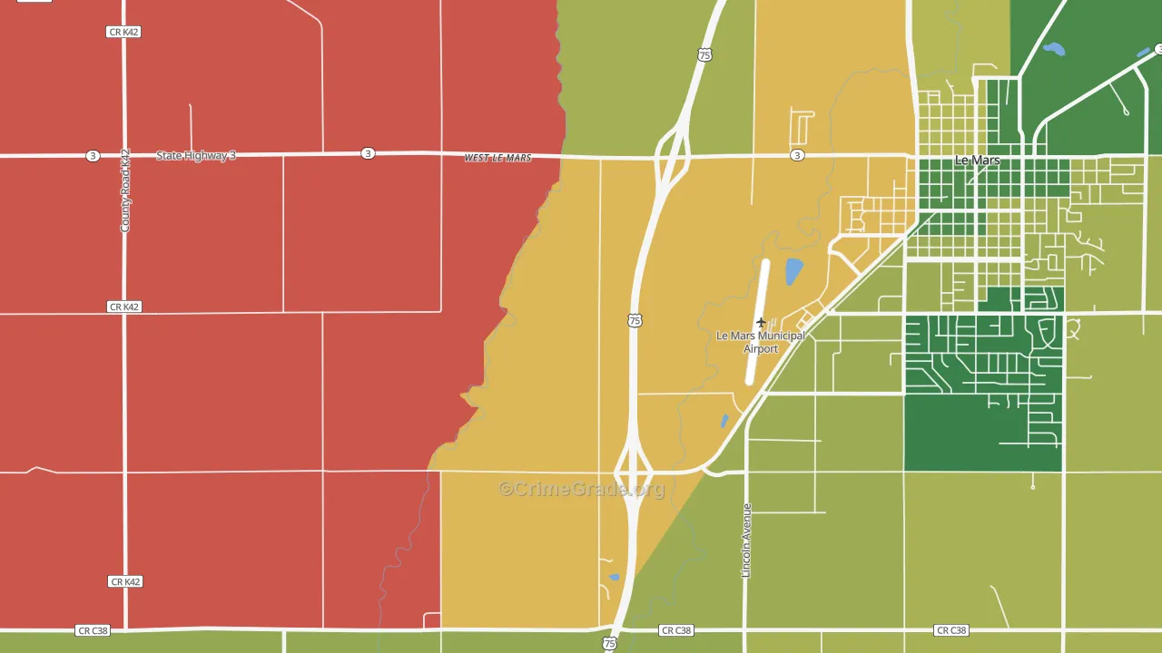 West Le Mars, IA Map of Assault Rates