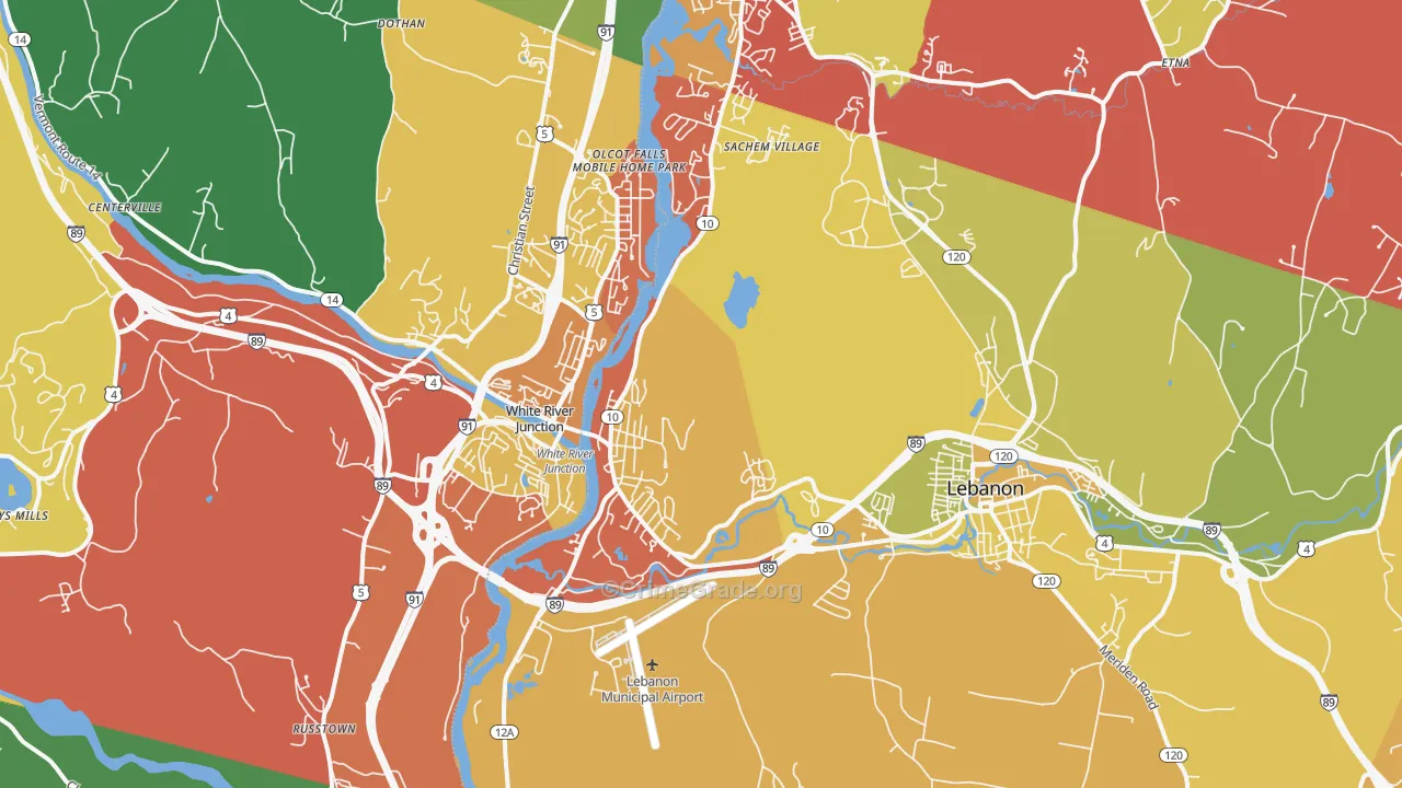 West Lebanon, NH Map of Assault Rates