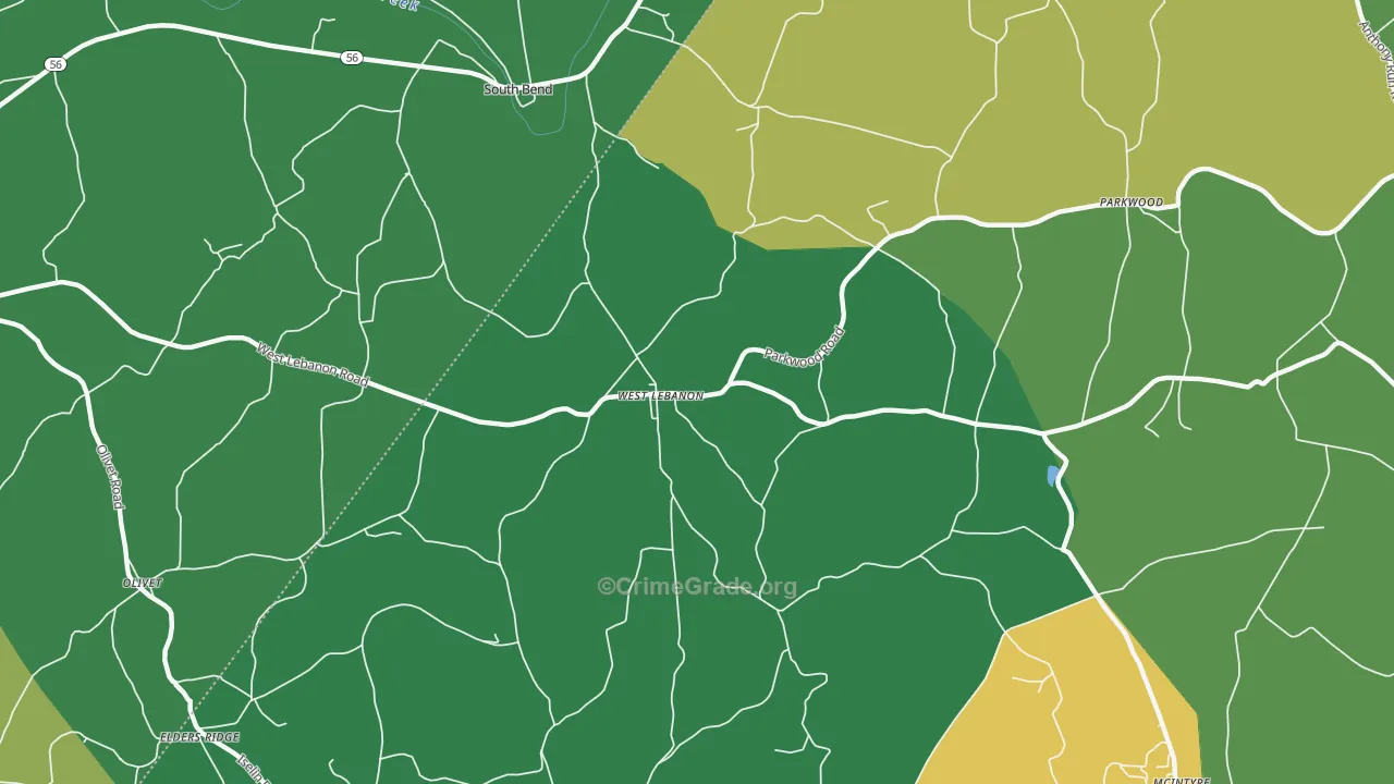 West Lebanon, PA Map of Assault Rates