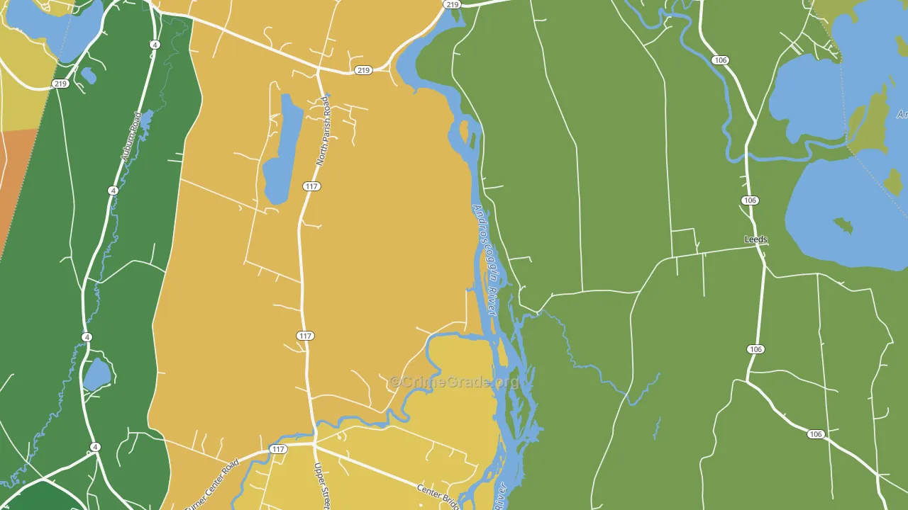 West Leeds, ME Map of Assault Rates