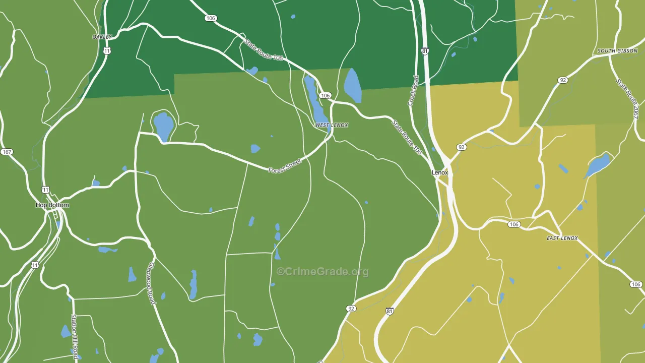 West Lenox, PA Map of Assault Rates