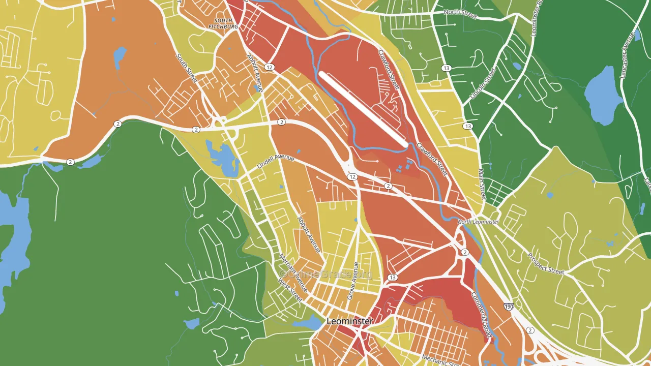 West Leominster, Leominster, MA Map of Assault Rates