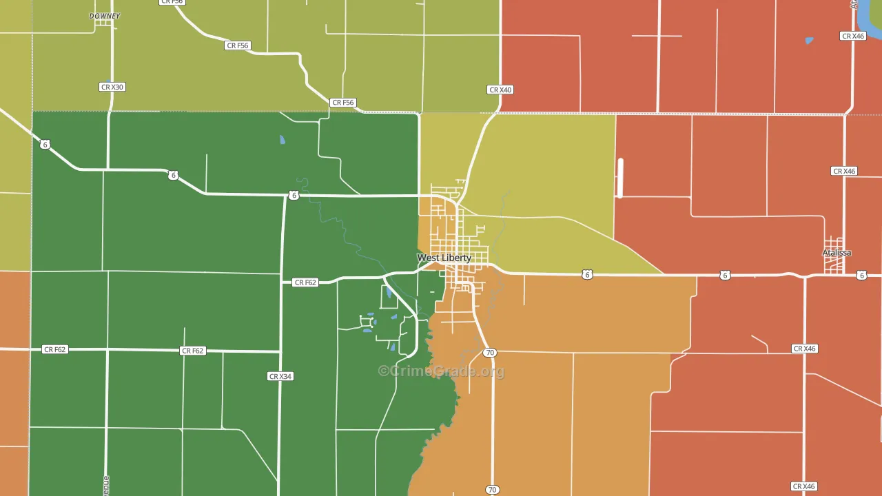 West Liberty, IA Map of Assault Rates