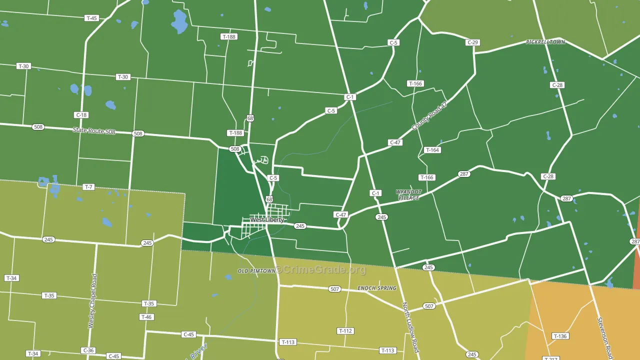 West Liberty, OH Map of Assault Rates