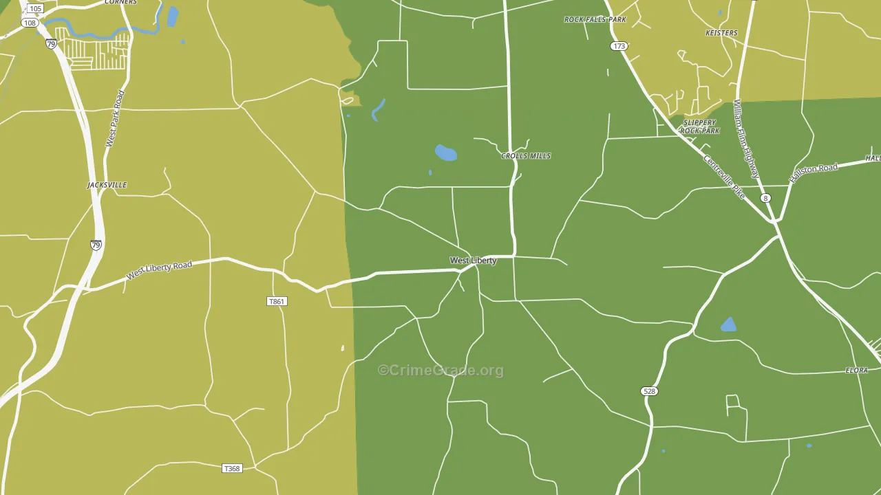 West Liberty, PA Map of Assault Rates