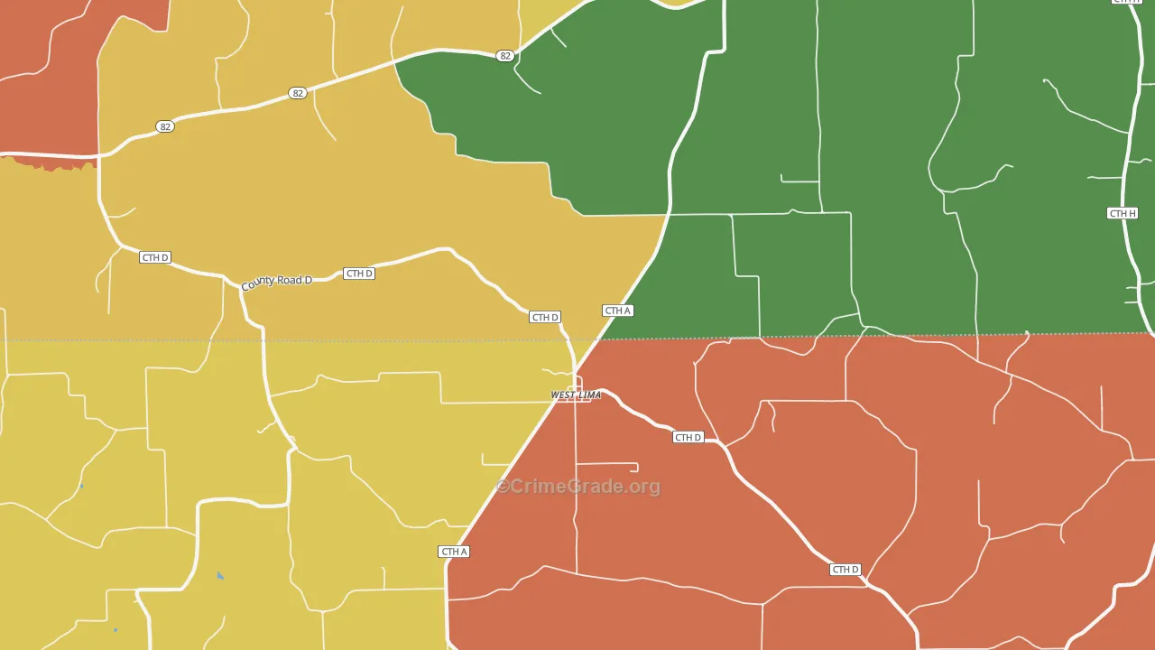 West Lima, WI Map of Assault Rates