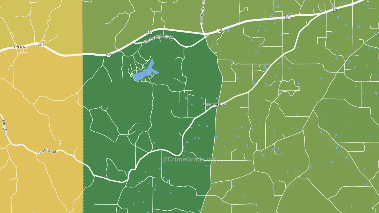 West Lincoln, MS Map of Assault Rates