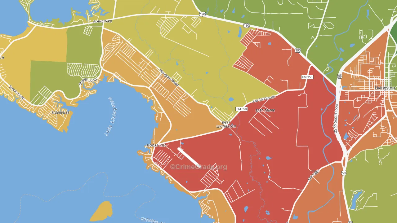 West Livingston, TX Map of Assault Rates