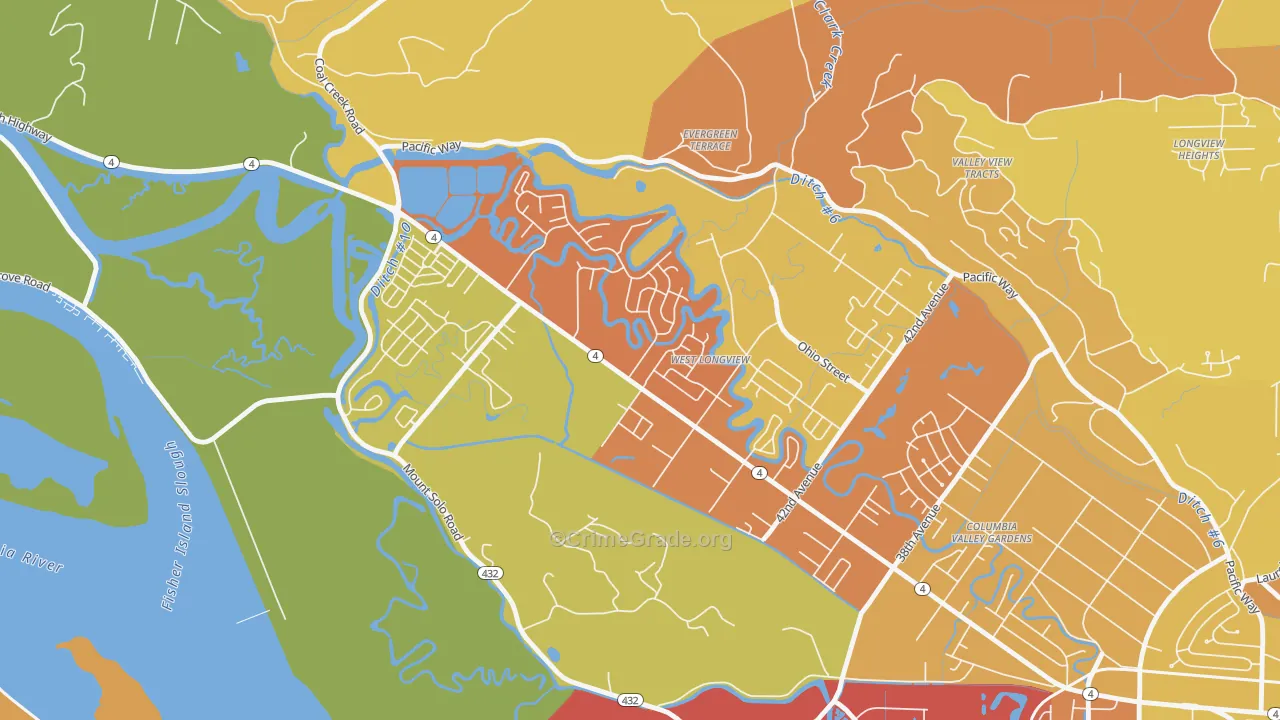 West Longview, Longview, WA Map of Assault Rates