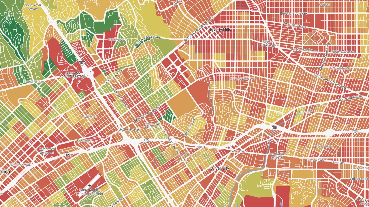 West Los Angeles, Los Angeles, CA Map of Assault Rates