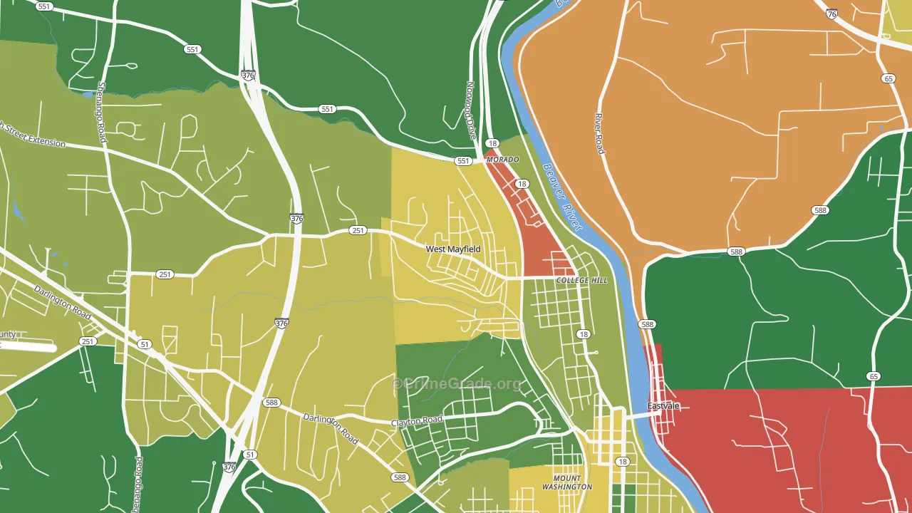 West Mayfield, PA Map of Assault Rates
