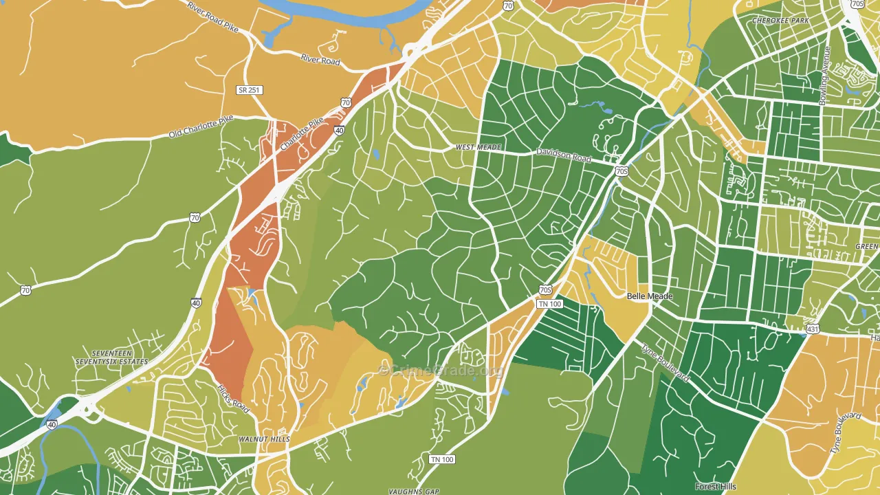 West Meade, Nashville, TN Map of Assault Rates