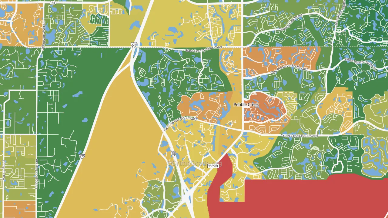 West Meadows, Tampa, FL Map of Assault Rates