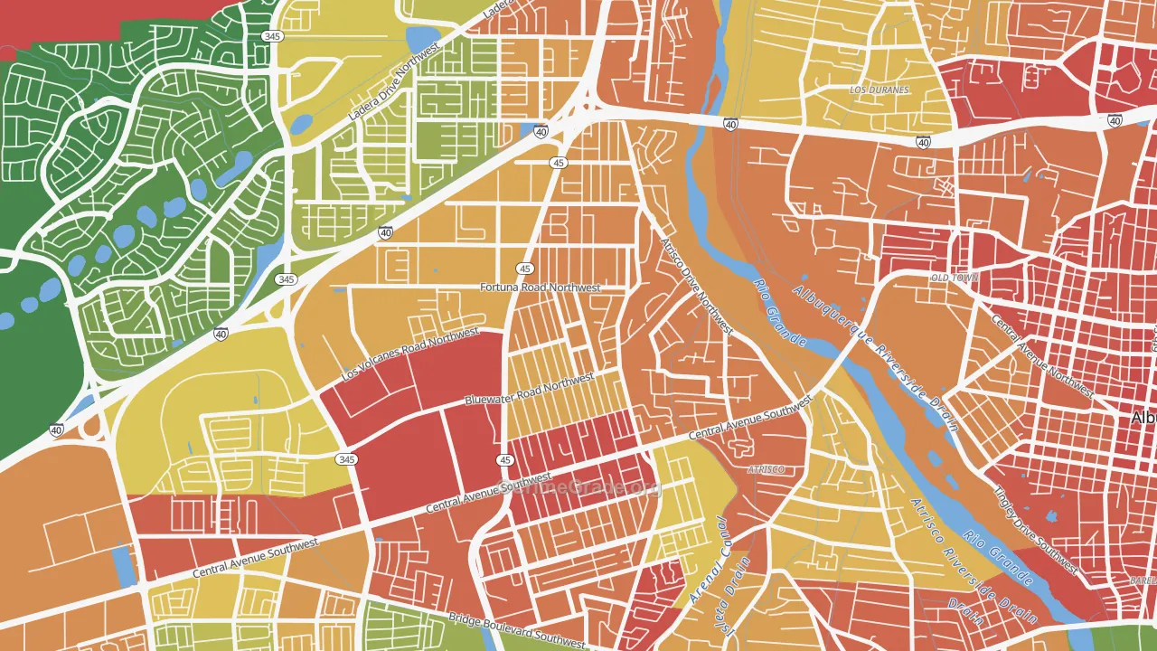 West Mesa, Albuquerque, NM Map of Assault Rates
