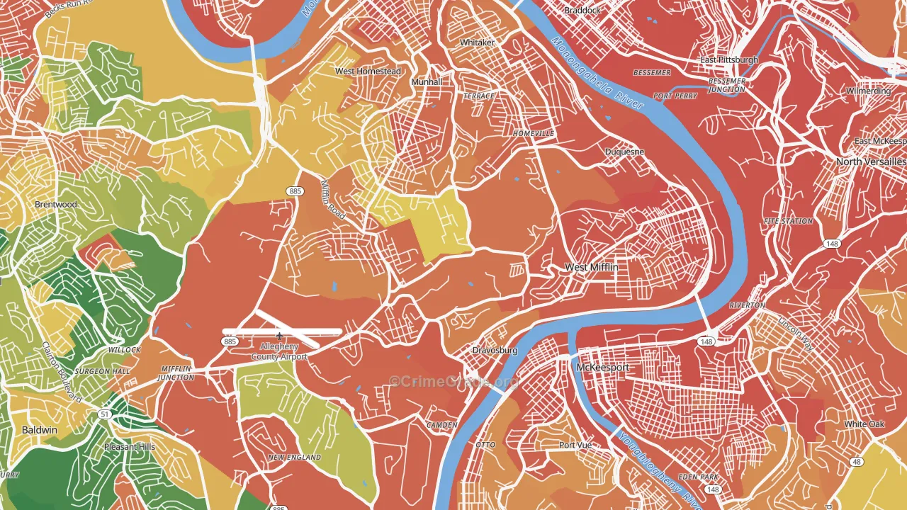 West Mifflin, PA Map of Assault Rates