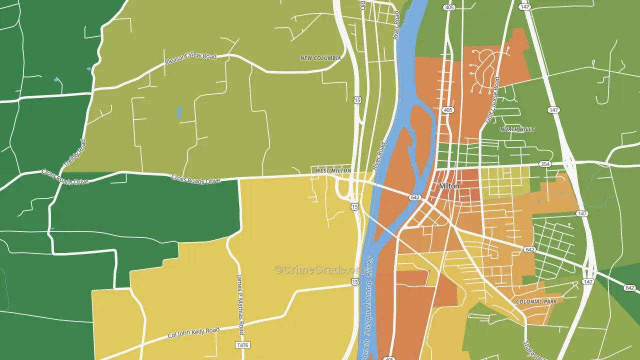 West Milton, PA Map of Assault Rates