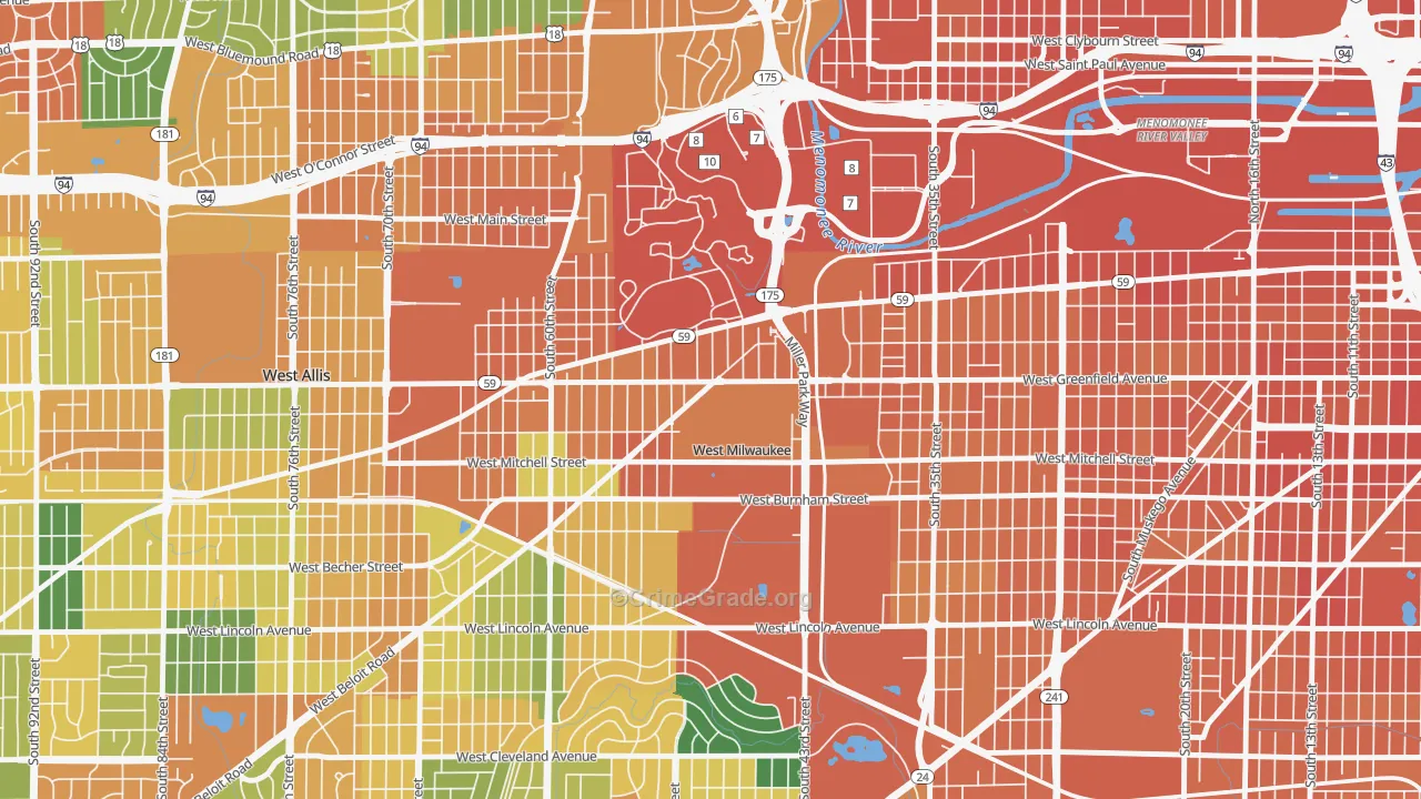 West Milwaukee, WI Map of Assault Rates