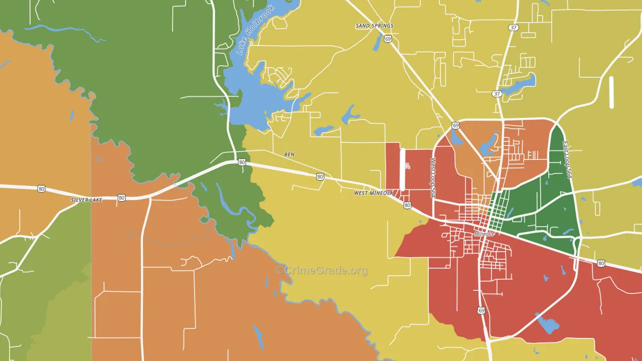 West Mineola, TX Map of Assault Rates