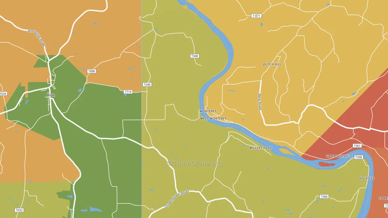 West Monterey, PA Map of Assault Rates