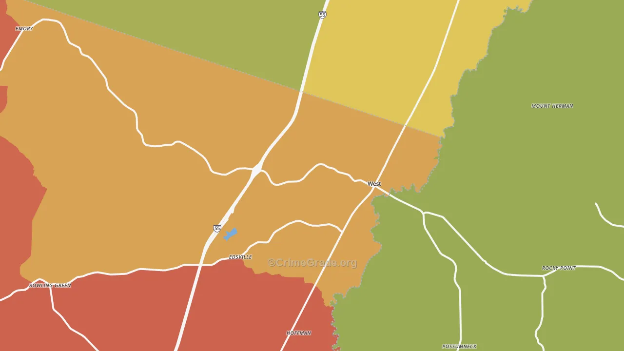West, MS Map of Assault Rates