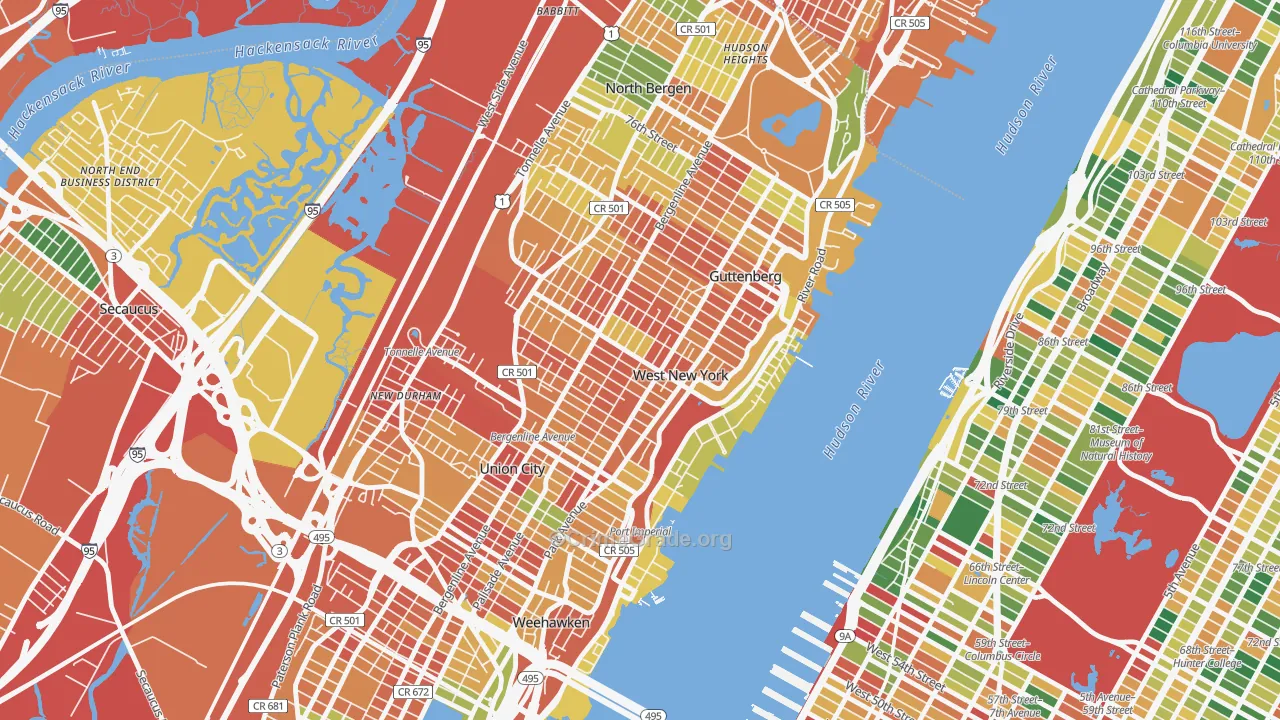 West New York, NJ Map of Assault Rates