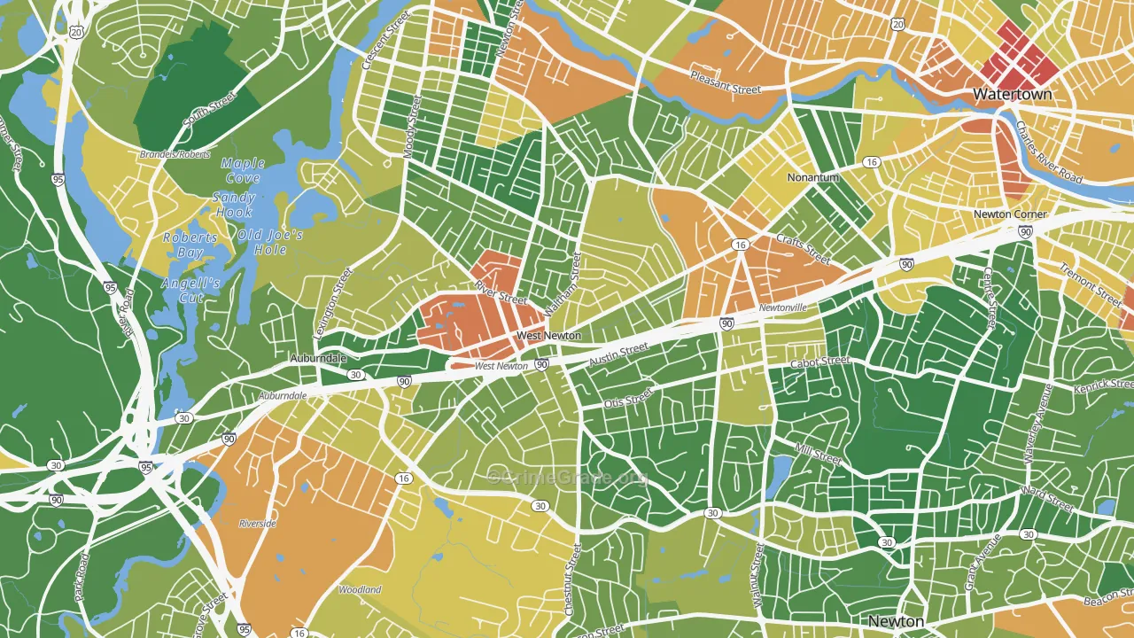 West Newton, Newton, MA Map of Assault Rates