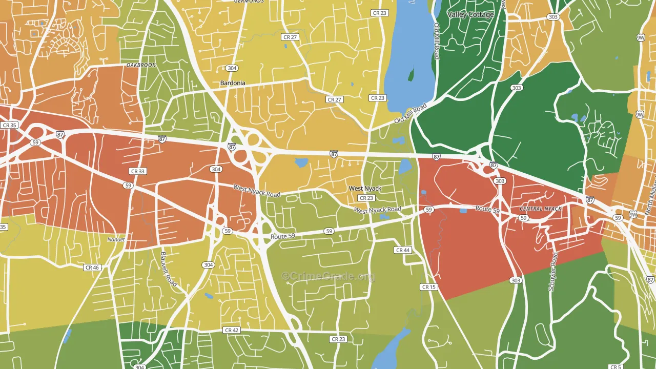 West Nyack, NY Map of Assault Rates