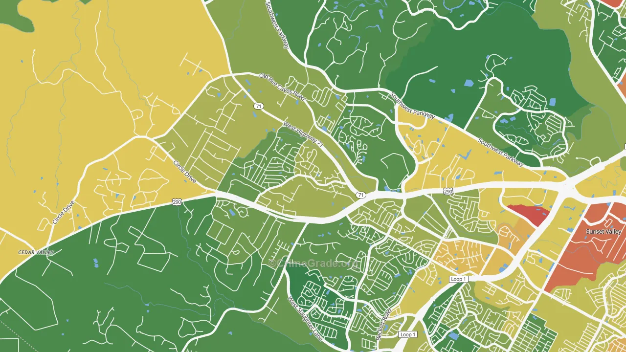 West Oak Hill, Austin, TX Map of Assault Rates