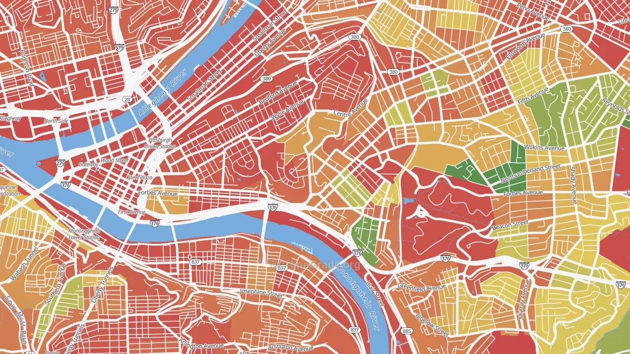 West Oakland, Pittsburgh, PA Map of Assault Rates