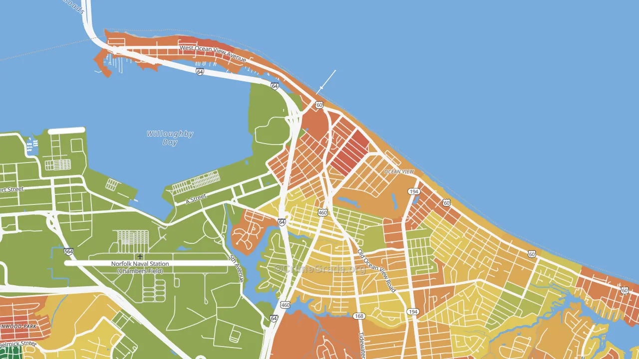West Ocean View, Norfolk, VA Map of Assault Rates