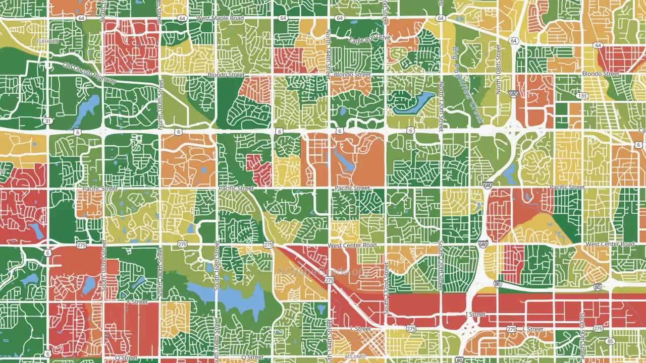 West Omaha, Omaha, NE Map of Assault Rates