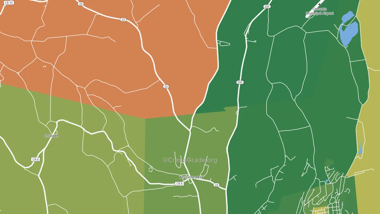 West Oneonta, NY Map of Assault Rates