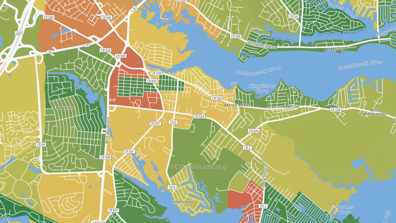West Osbornsville, Brick, NJ Map of Assault Rates
