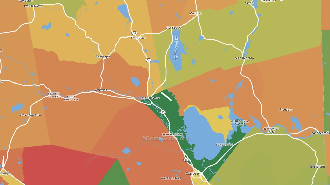 West Ossipee, NH Map of Assault Rates