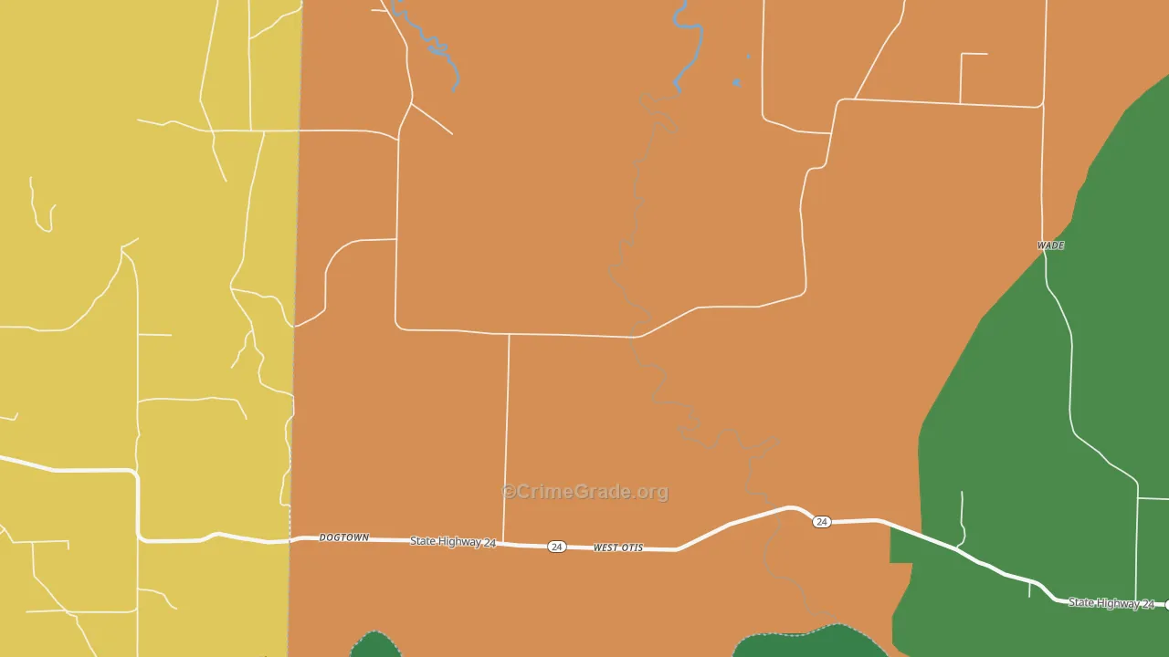 West Otis, AR Map of Assault Rates