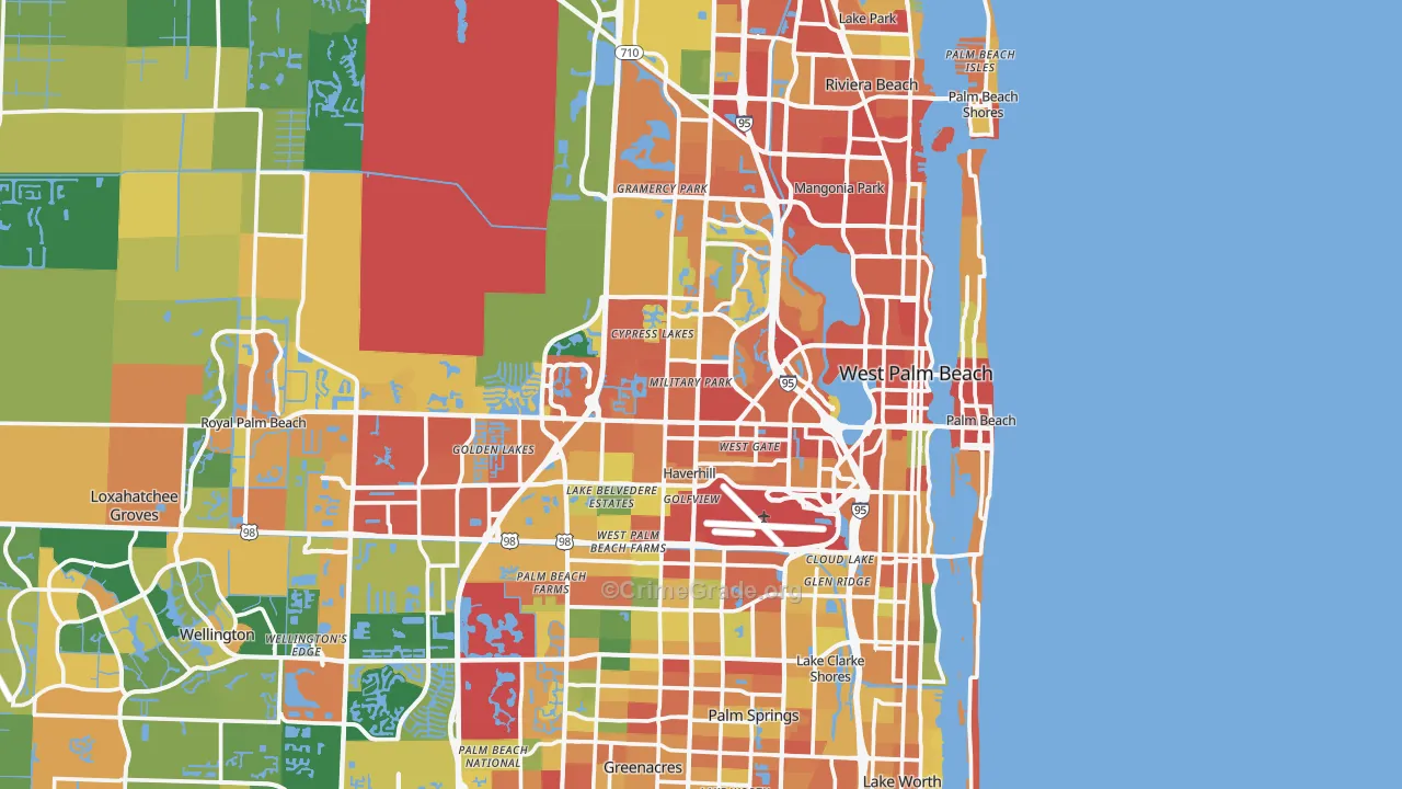 West Palm Beach, FL Map of Assault Rates