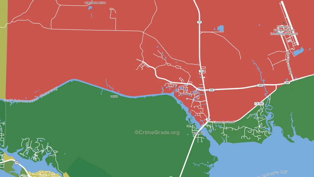 West Panama City Beach, FL Map of Assault Rates