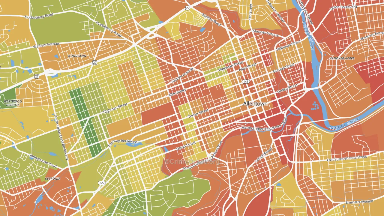 West Park, Allentown, PA Map of Assault Rates